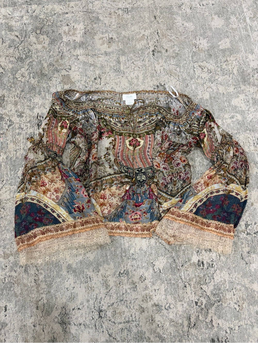 Camilla Multicolor Boho Off-Shoulder Floral Blouse